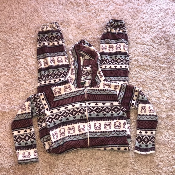 Owl Geo Hooded One Piece | Onesie | Plush Pajama - Picture 6 of 8